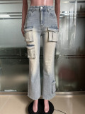 Women Fashion Multi‑Pocket Denim Pants