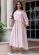 Plus Size Women Summer‑Autumn Solid Casual Slash Shoulder Long Sleeve Coat & Strap Dress Two‑Piece Set（Processing time need 3-6 days）