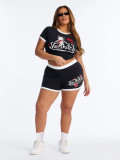 Women's Cartoon Print Crop Top + Shorts Two-Piece Set