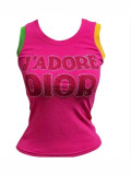 Women's Color Block Letter Summer Sleeveless Embroidered Vest Top