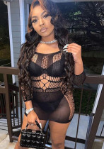 Women's spring/summer long-sleeved sexy mesh bodycon dress Women's spring/summer long-sleeved sexy mesh bodycon dress