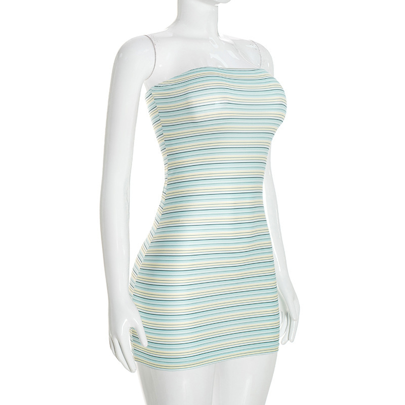 Printed Strapless Dress for Autumn Casual Wear
