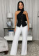 Women's Summer Halter Neck Top and Wide-Leg Pants Two-Piece Set