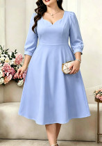 Plus Size Women's Sweetheart Neck Three-Quarter Sleeve Dress Plus Size Women's Sweetheart Neck Three-Quarter Sleeve Dress