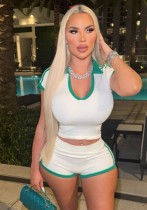 Women's V-neck short-sleeved T-shirt and shorts two-piece set Women's V-neck short-sleeved T-shirt and shorts two-piece set