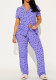 Women's Summer Casual Short-Sleeve Top and Button-Up Pants Two-Piece Set