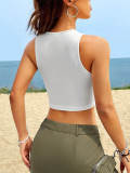 Women's Summer Sexy Letter Print U-Neck Top