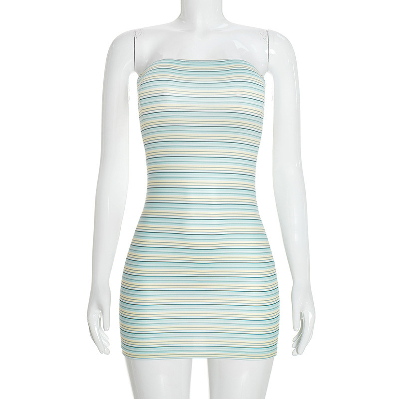 Printed Strapless Dress for Autumn Casual Wear