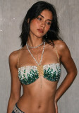 Women's Pearl and Gemstone Chain Patchwork Top