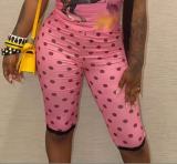 Women's Polka Dot Print Lace Cropped Pants