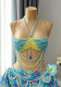 Women's Gradient Beaded Halter Neck Strapless Beach Holidays Tank Top Body Chain