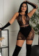 Women's sexy hollowed-out jacquard mesh bodycon dress