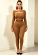 Women's Khaki Mesh Patchwork Long Sleeve Jumpsuit