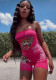 Women's American Rose Print Strapless Romper