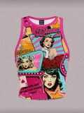 Women's Printed Vest Color Block Sleeveless Top