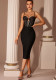 Women's Sexy Mesh See-Through Strap Rhinestone Bodycon Strap Dress