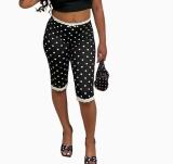 Women's Polka Dot Print Lace Cropped Pants