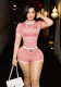 Women's Red and White Checkered Short-Sleeve Top and Shorts Two-Piece Set