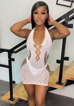 Women's spring/summer sexy lace mesh halter neck backless bodycon dress Women's spring/summer sexy lace mesh halter neck backless bodycon dress