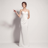 Women's Camisole Beaded Herringbone Pleated Slit Formal Party Evening Dress
