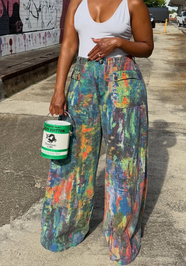 Women's Casual Pant Painted Tie-Dye Pants