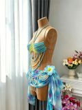 Women's Gradient Beaded Halter Neck Strapless Beach Holidays Tank Top Body Chain