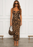 Women's Leopard Print Holidays Sexy Suspender Fishtail Bodycon Dress