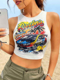 Women's Summer Sexy Letter Print U-Neck Top