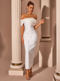 Women's Elegant Off-Shoulder Beaded Elegant Dress