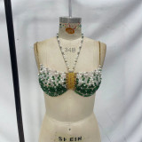 Women's Pearl and Gemstone Chain Patchwork Top