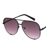 Metal Double‑Bridge Aviator Sunglasses