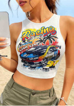 Women's Summer Sexy Letter Print U-Neck Top