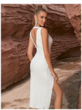 Women's V Neck Slit Bandage Dress
