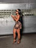 Women's Cross Print Halter Bodycon Mini Dress