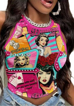 Women's Printed Vest Color Block Sleeveless Top