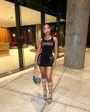 Women's Summer Mesh Print Sleeveless Color Block Bodycon Dress
