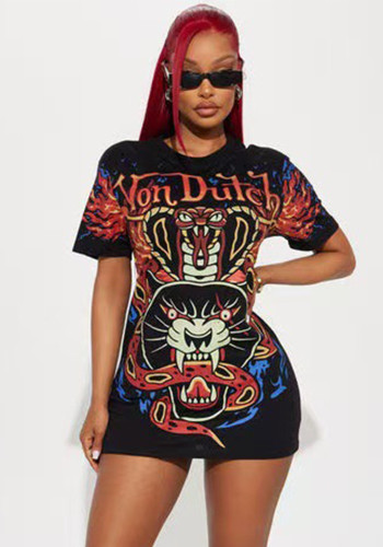Women's American Short-Sleeve Print Half-Sleeve T-Shirt