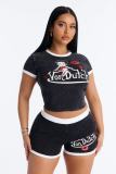 Women's Cartoon Print Crop Top + Shorts Two-Piece Set