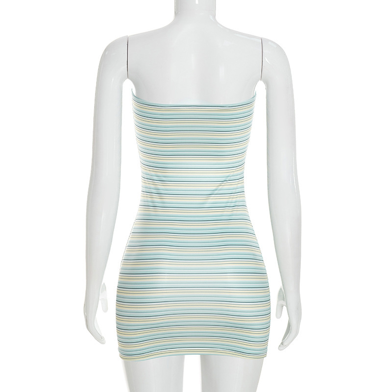 Printed Strapless Dress for Autumn Casual Wear