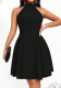 Women's Halter Neck Backless Solid Dress