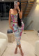 Women's African Graffiti Print Lace-Trimmed Camisole Top + Pants Two-Piece Set
