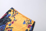 Women's Summer Strapless Top Printed Tassel Patchwork Skirt Two-Piece Set