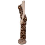 Women's Leopard Print Holidays Sexy Suspender Fishtail Bodycon Dress