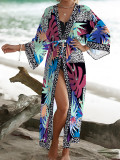 Women's Printed Beach Jacket Sexy Holidays Bikini Cover-Up Robe