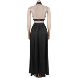 Women's Halter Neck V Neck Hollowed-out Starfish Ruffled Formal Party Maxi Dress