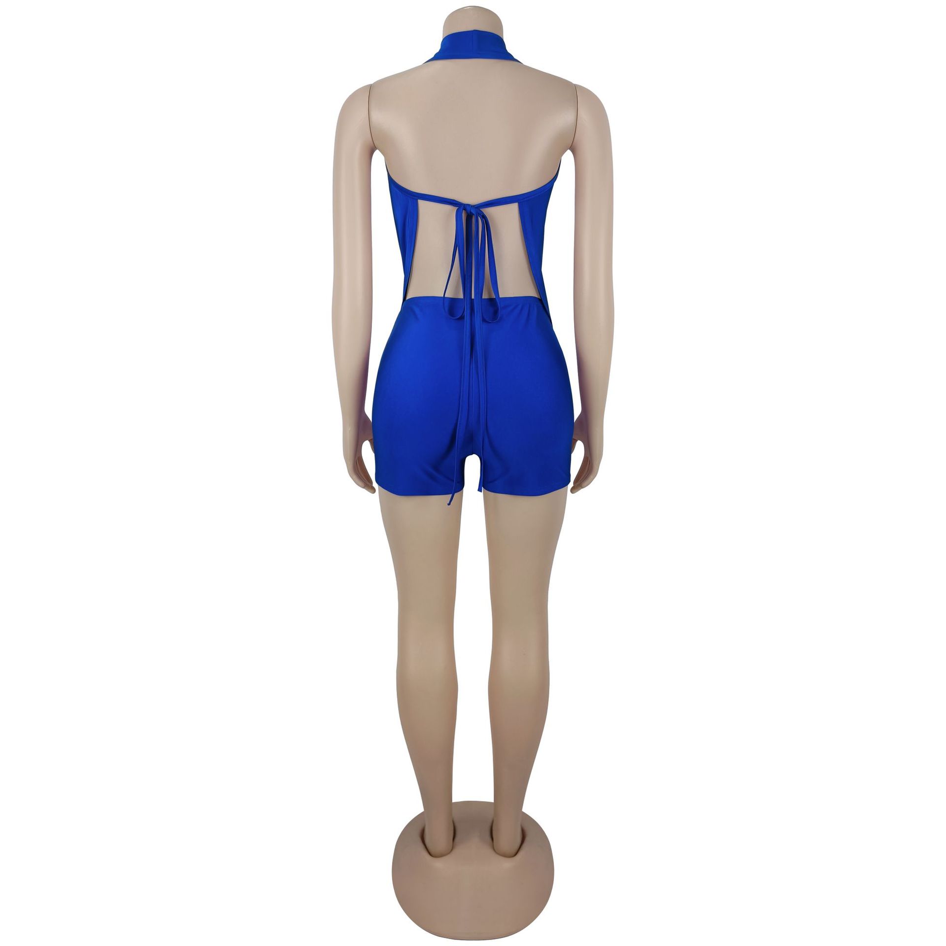 Halter V-Neck Lace-Up Jumpsuit for Party Wear