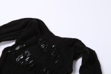Women's spring/summer off-sleeve long-sleeved sexy mesh bodycon dress