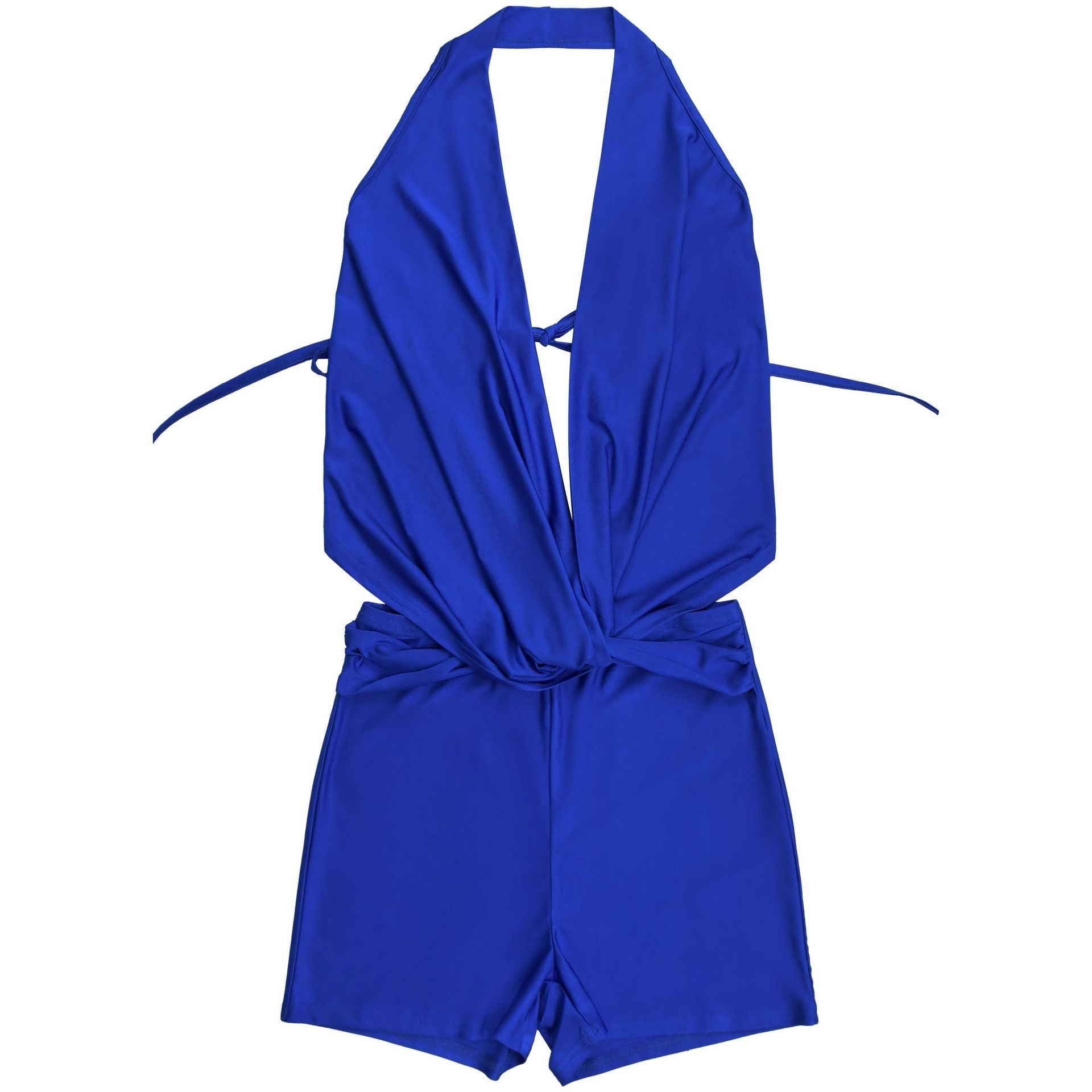 Halter V-Neck Lace-Up Jumpsuit for Party Wear