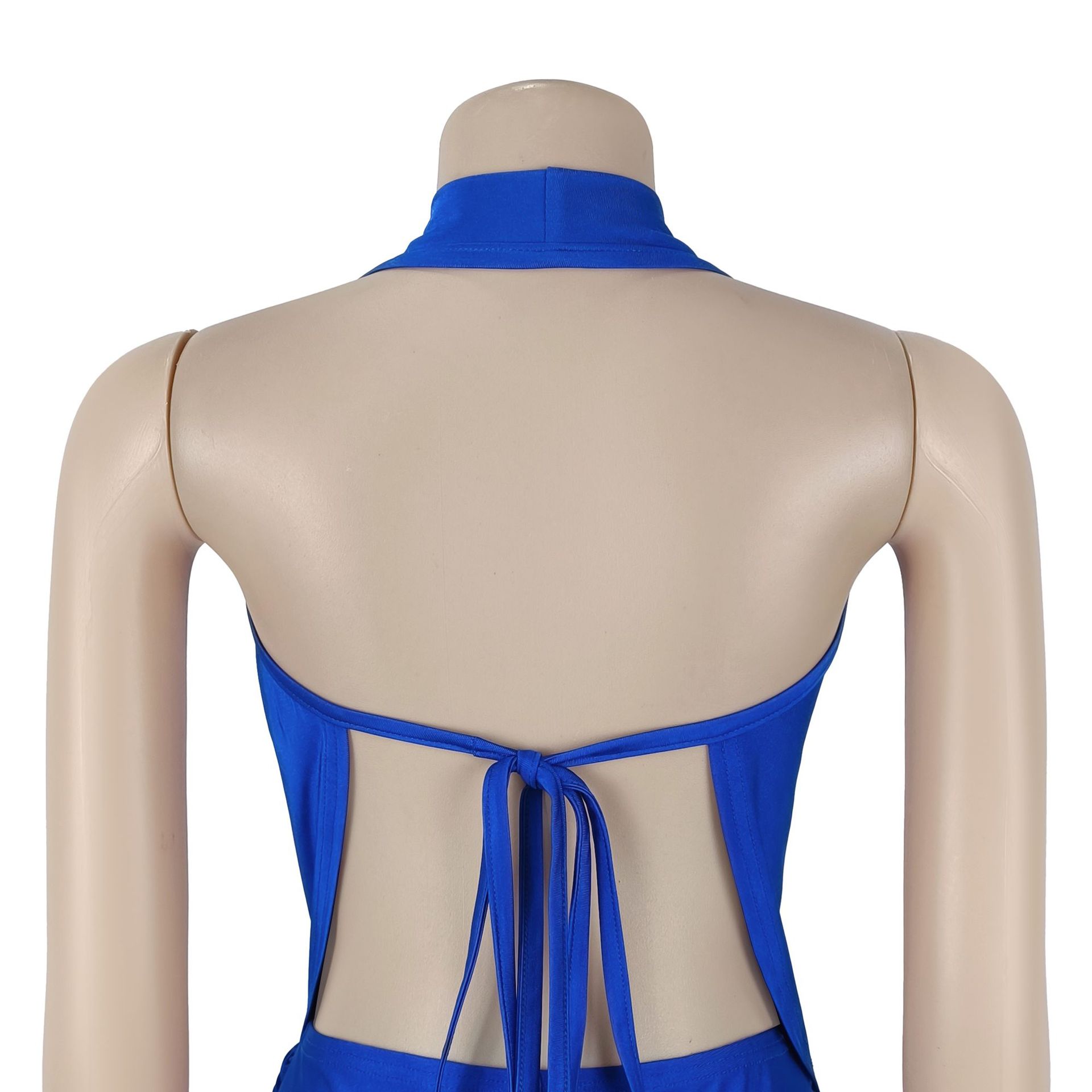 Halter V-Neck Lace-Up Jumpsuit for Party Wear