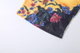 Women's Summer Strapless Top Printed Tassel Patchwork Skirt Two-Piece Set